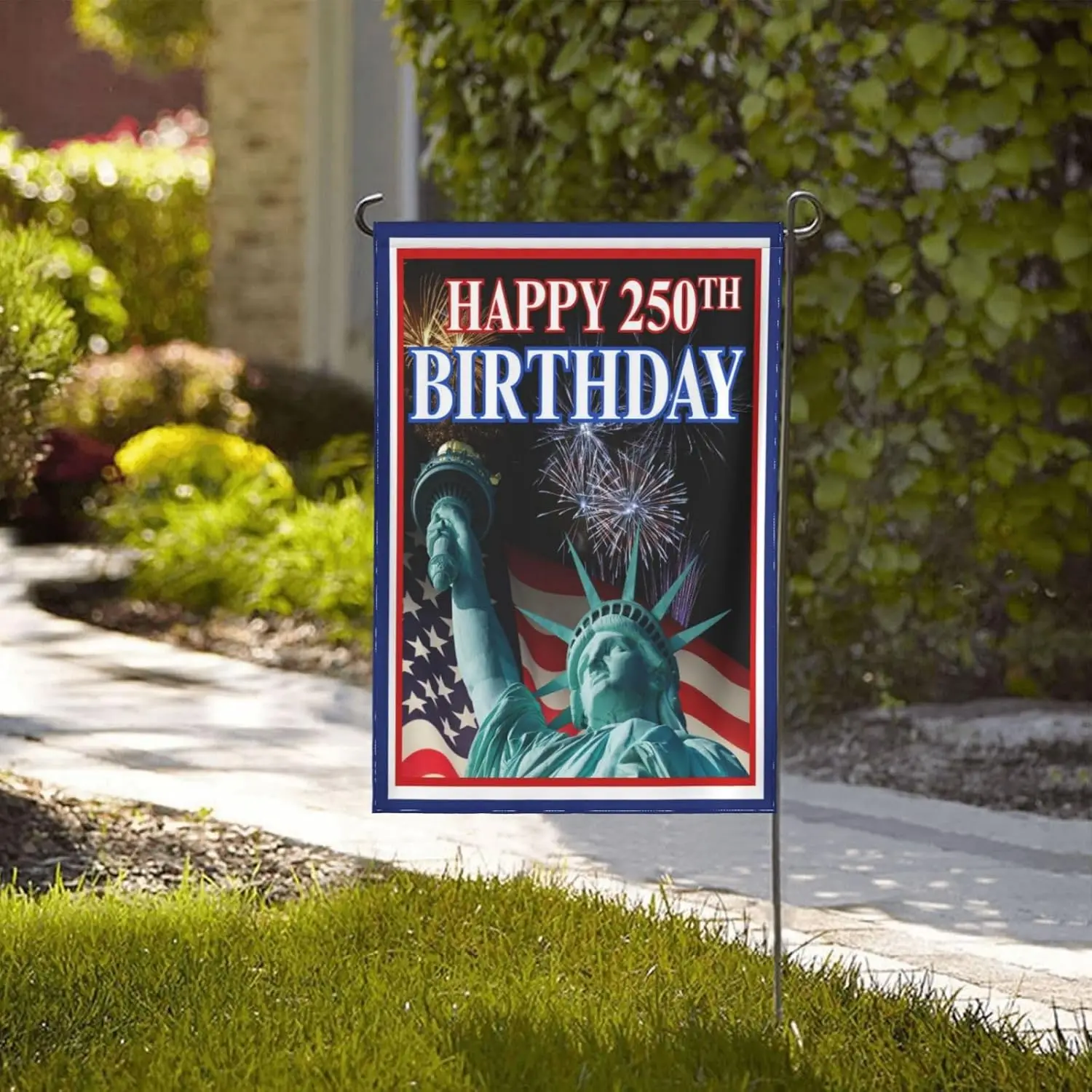Happy Birthday Usa flag 250th Anniversary Patriotic 1776 2026 12x18 Inches Double Sided Garden Flags Yard Banner No Flagpole IIC
