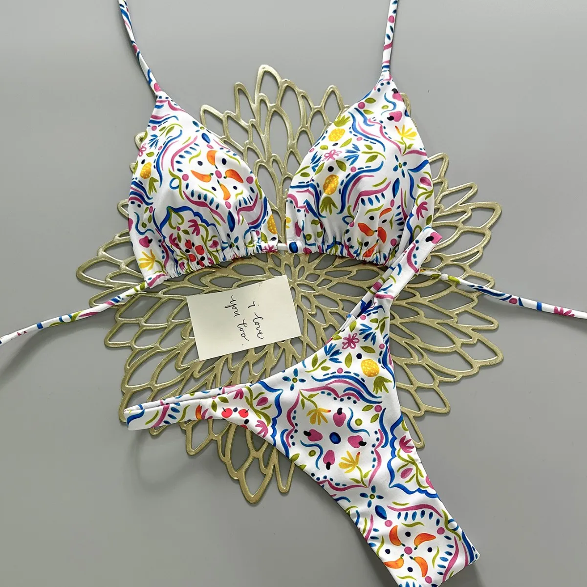 

2026 New Floral Bikini Strap Three-point Swimsuit Sexy Pure Desire Spa Swimsuit