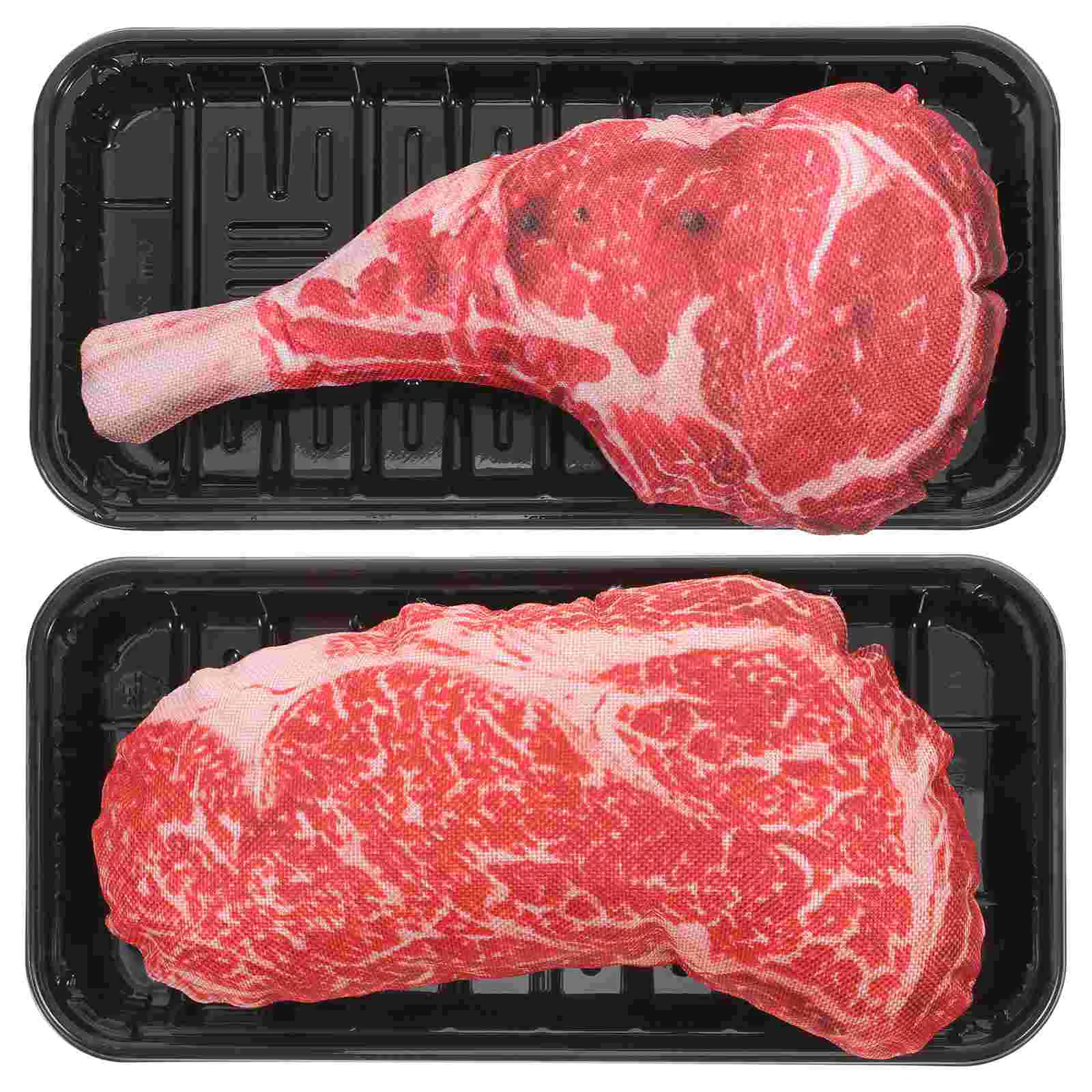 

2 Sets Realistic Beef Tomahawk Steak Ornament Simulation Food Steak Artificial Lifelike Steak Fake Beef Meat Model Faux Steak Mo