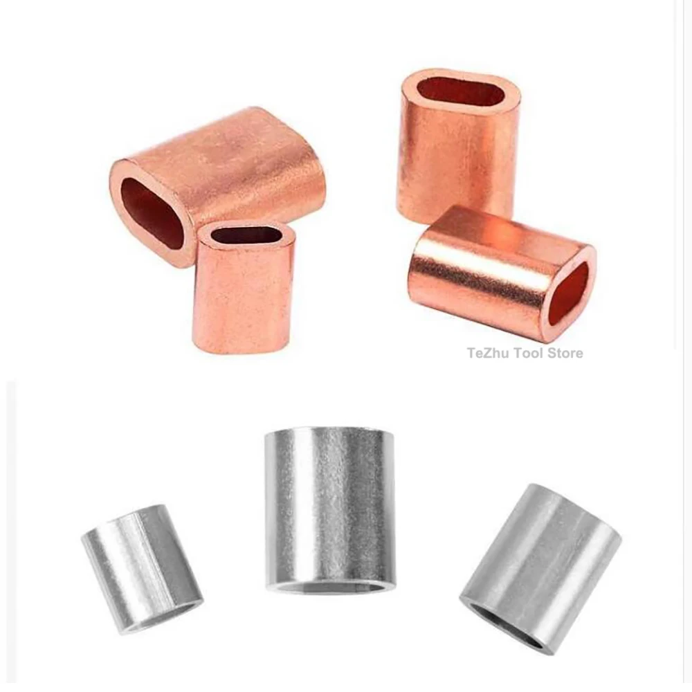 M1-M8 Steel Wire Rope Ferrules Crimping Sleeve,304 Stainless Steel,Copper Ellipse Wire Rope Ferrules Protective Sleeve