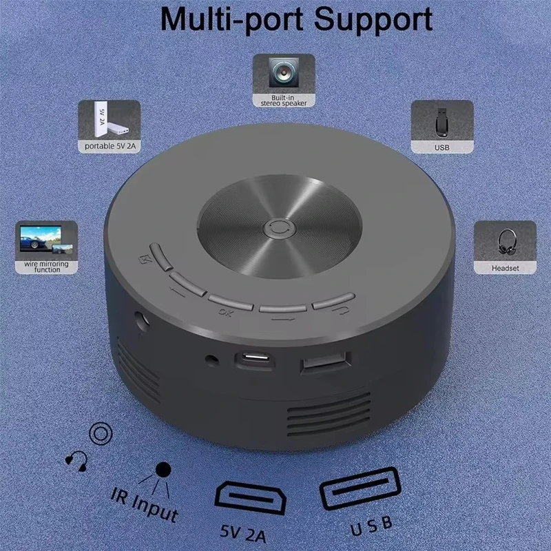 YT200 Home Projector Low Noise LCD Mini Portable Mobile for iPhone Android Same Screen Projection HD mini projector