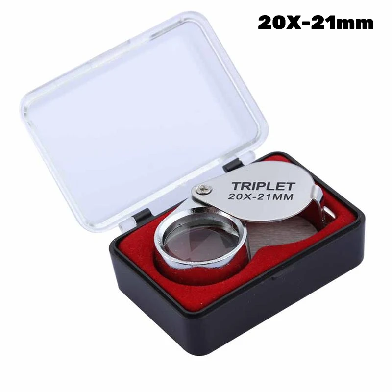 21mm 10x 20x 30X High Magnification Metal Folding Glass Lens Small Portable Jewelry Identification Magnifying Glass