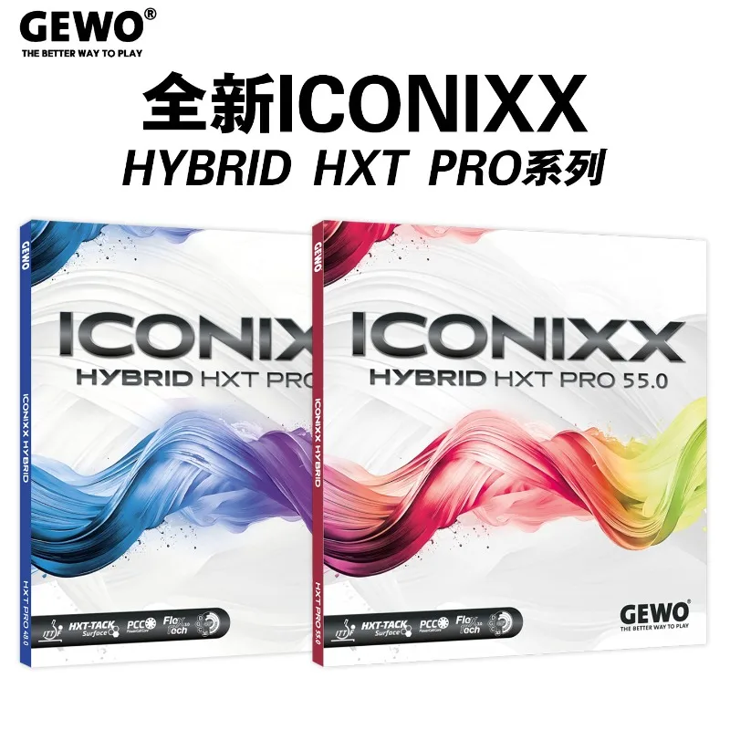 GEWO ICONIXX HYBRID HXT PRO 48/55 Table Tennis Rubber Sheet Slight-Tacky Pips-in Ping Pong Rubber with PCC Tension Cake Sponge