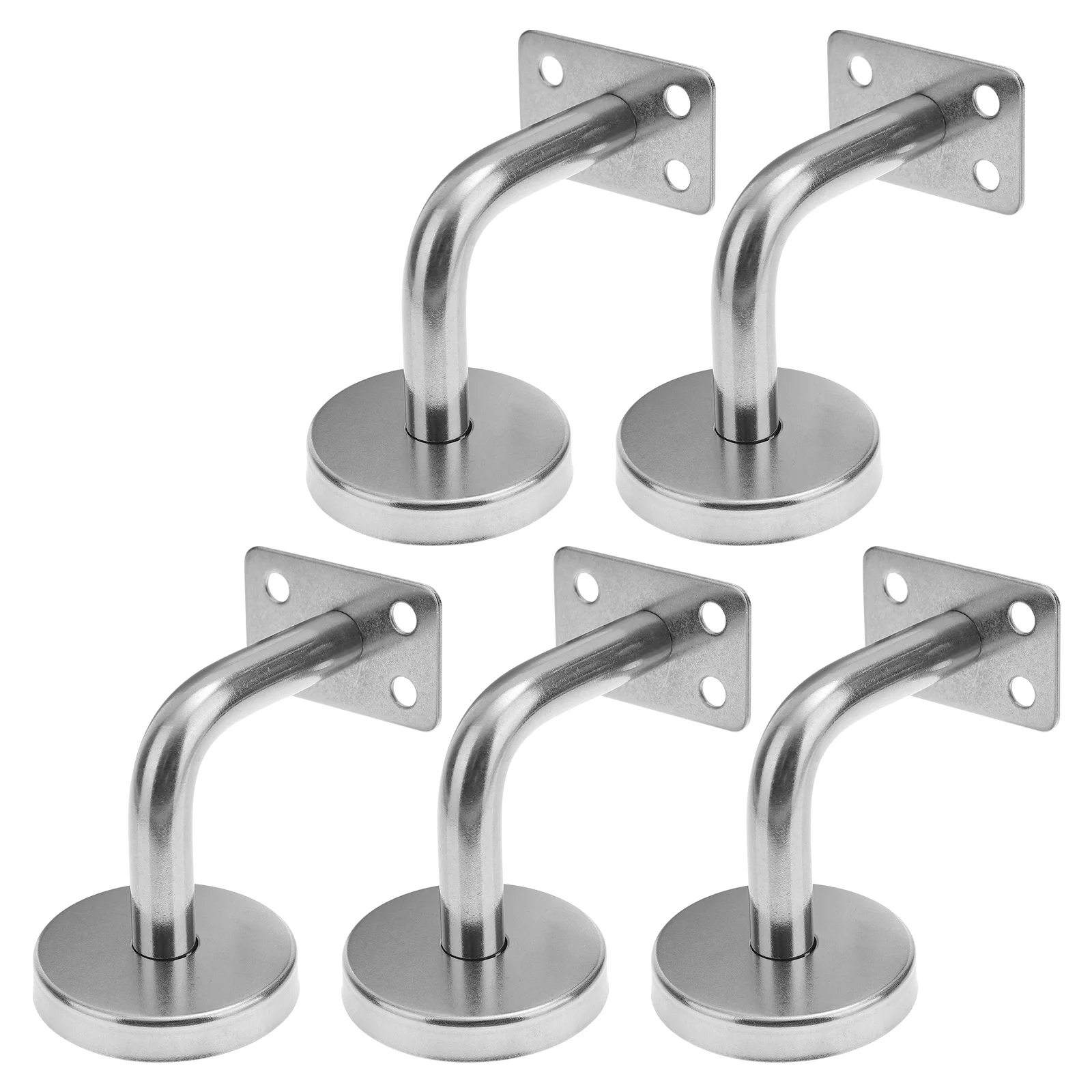 5 PCS Stainless Steel Handrail Wall Mounted Brackets Supports (Silver)