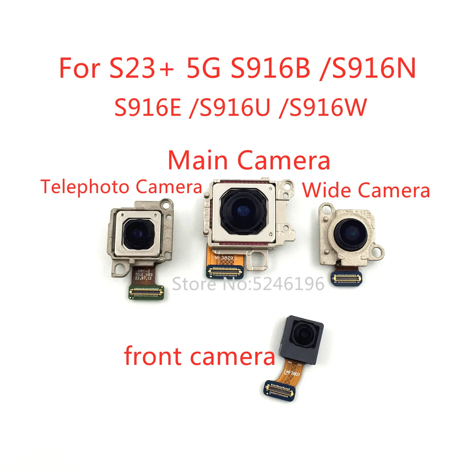 1pcs Back big Main Rear Camera front camera Module For Samsung Galaxy S23+ 5G S916B S916N S916E S23+ 5G S916U S916W Replace Part