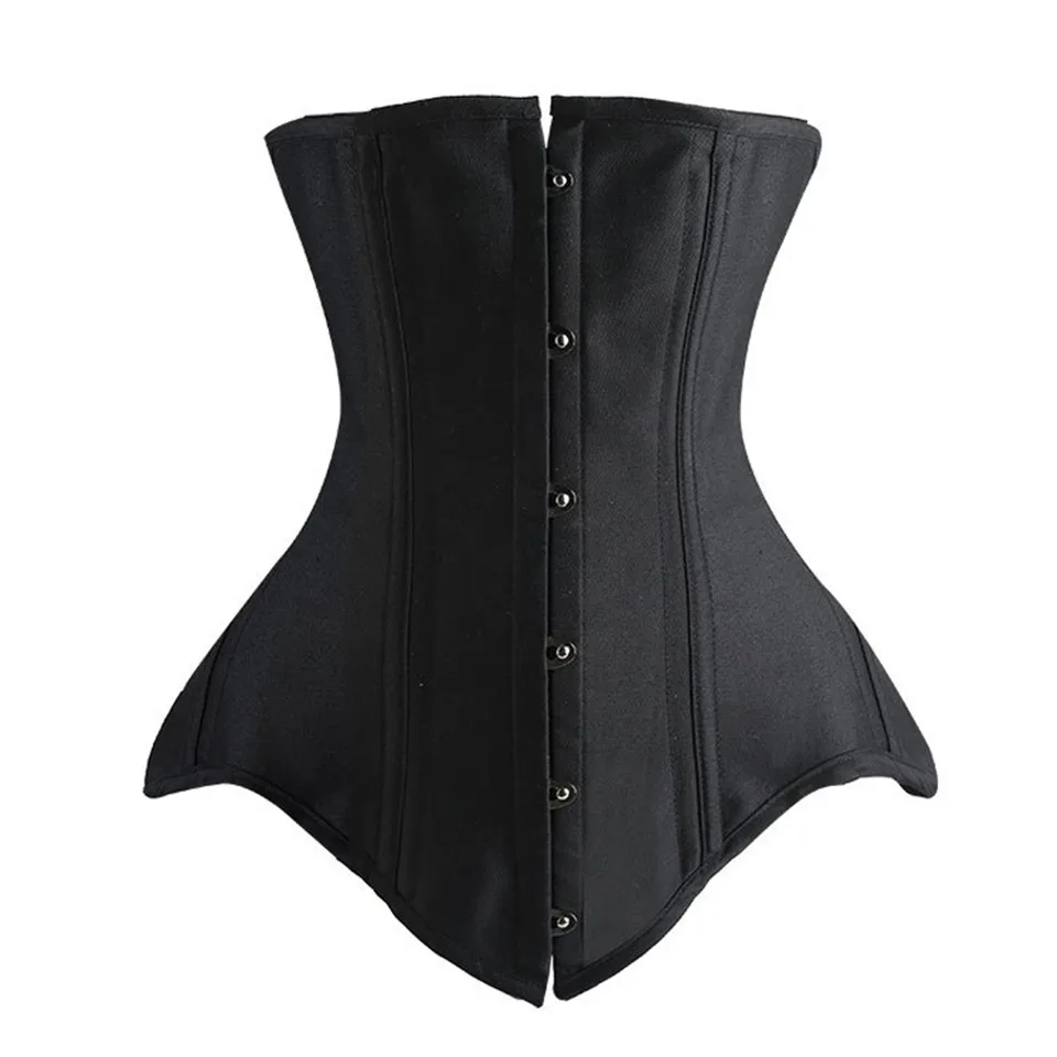 Damen-Unterbrustkorsett mit Stahlstäben, schlankmachendes Gothic-Bustier, Taillentrainer, Cincher-Gürtel, schwarze Outfits, Steampunk-Korsetts – Detail 5