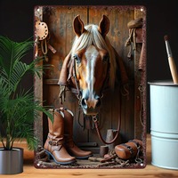 Rustic Horse Metal Wall Art Vintage Sign Perfect for Bar Cafe Beach House Garden Decor Adding A Touch of Rustic Charm