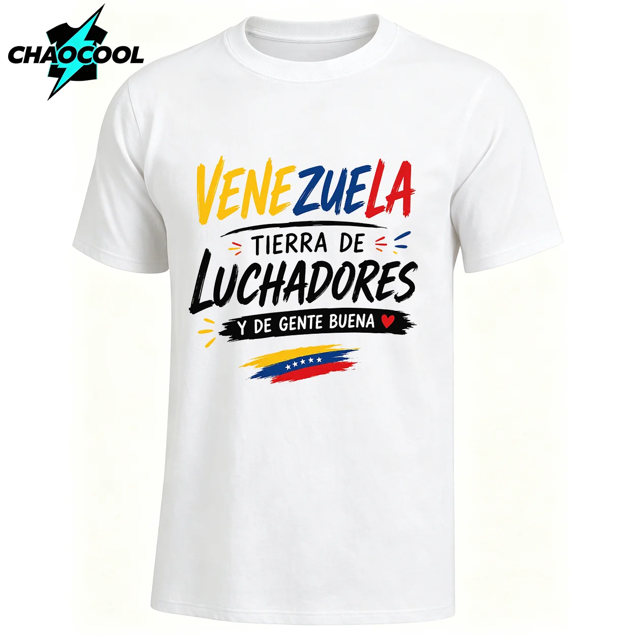 Venezuelan patriotic graphic T-shirt with Spanish slogans and flag prints, crew neck cotton short-sleeve casual T-shirt, unisex