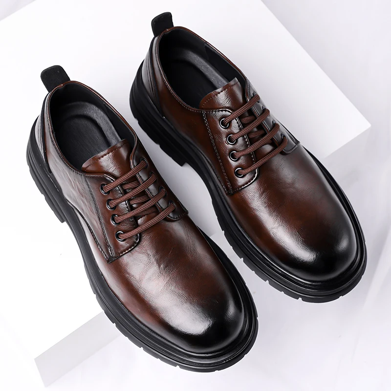 

Men's luxury leather shoes Classic casual style Party Business Office Outdoor fashion thick soled shoes Lace up Derby New