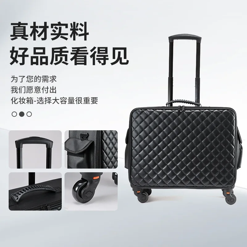 Rolling Makeup Train Case Large Cosmetic Trolley Nail Art Storage Box Hair Styling Tools Organizer With Wheels