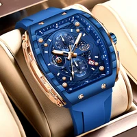 Relojes LIGE resistentes al agua para hombre, marca Original, reloj de pulsera cuadrado de silicona de lujo para hombre, cronógrafo militar de moda para hombre