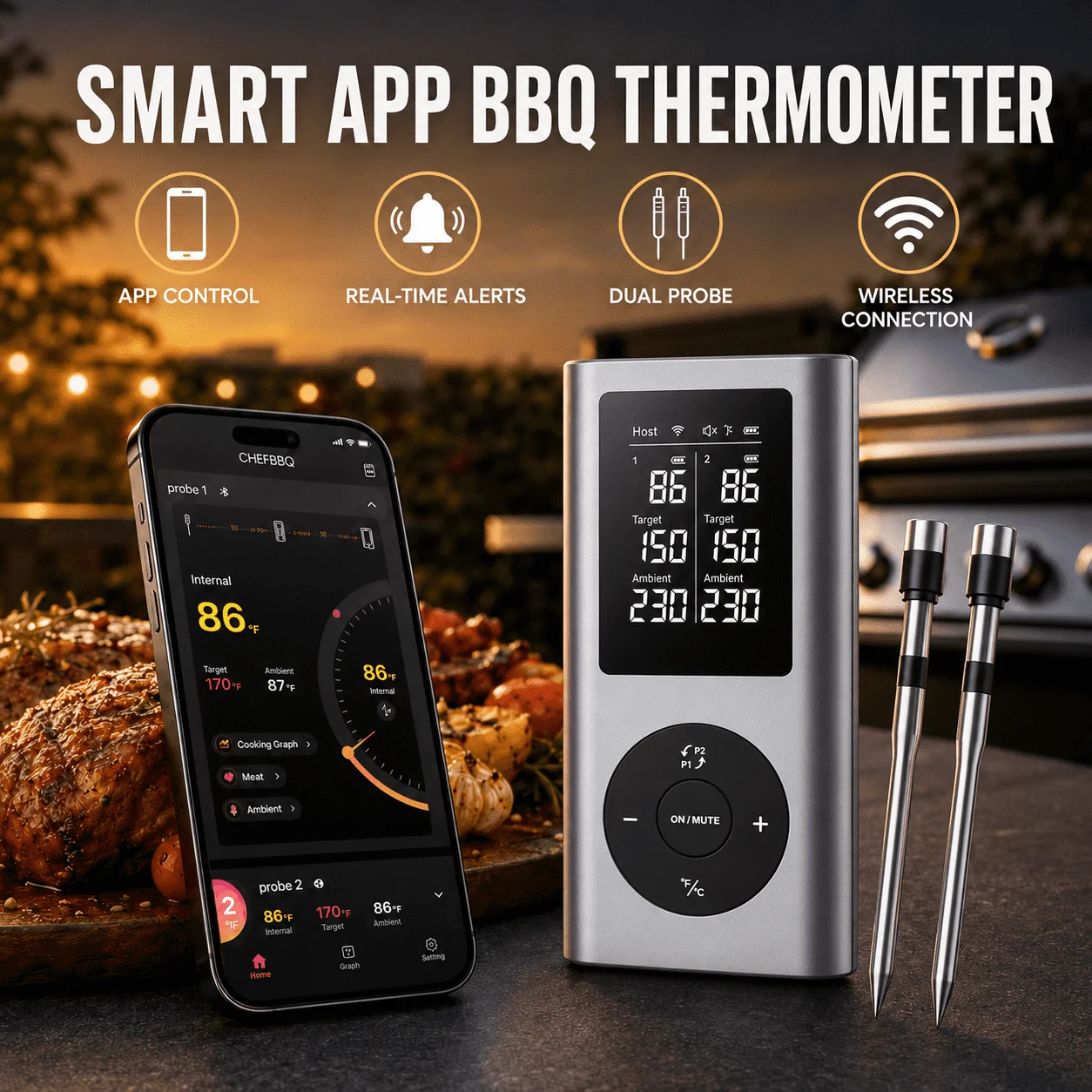 wireless-cooking-thermometer-bluetooth-with-ultra-thin-2-probes-rechargeable-support-mobile-app-for-oven-grill-kitchen-cooking