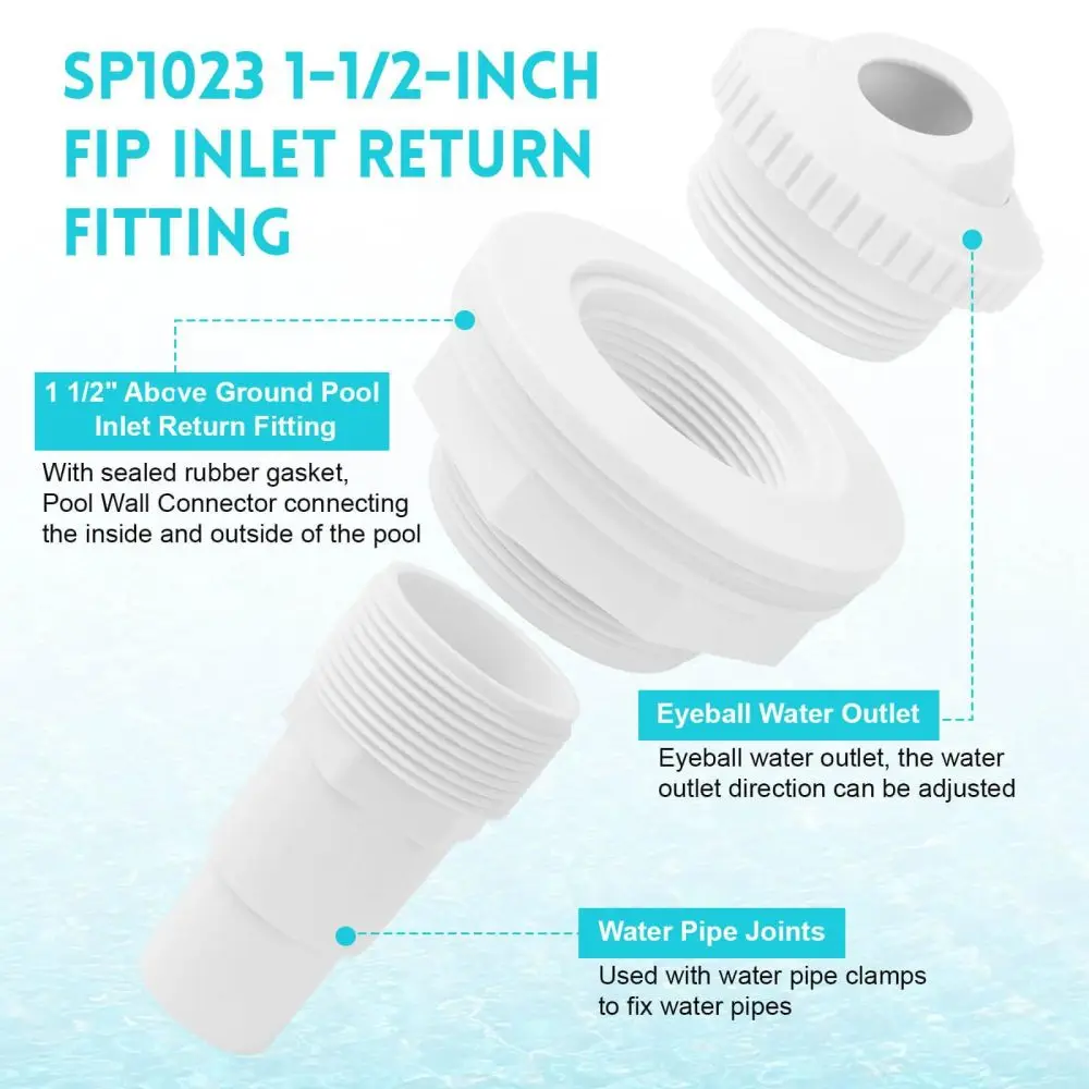 Replacement For Hayward SP1023 Swimming Pool Return Jet 1.5 Inch Wall Fitting Adjustable Massage Water Nozzle