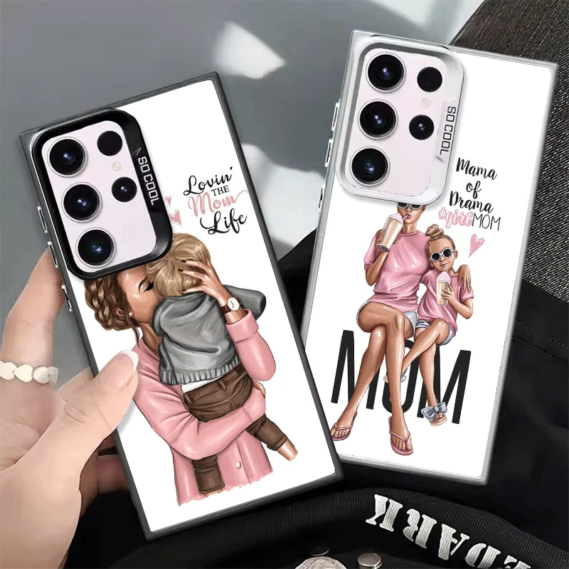 Baby Mom Girls Shockproof Phone Case for Samsung Galaxy S26 Edge S25 Ultra S24 FE S23 Plus S21 Cover Anti Fall Fundas