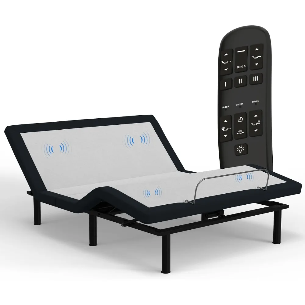 Adjustable Bed Frame with Massage, Anti-Snore, USB Charging, Under Bed Lights, Wireless Remote Head and Foot Incline