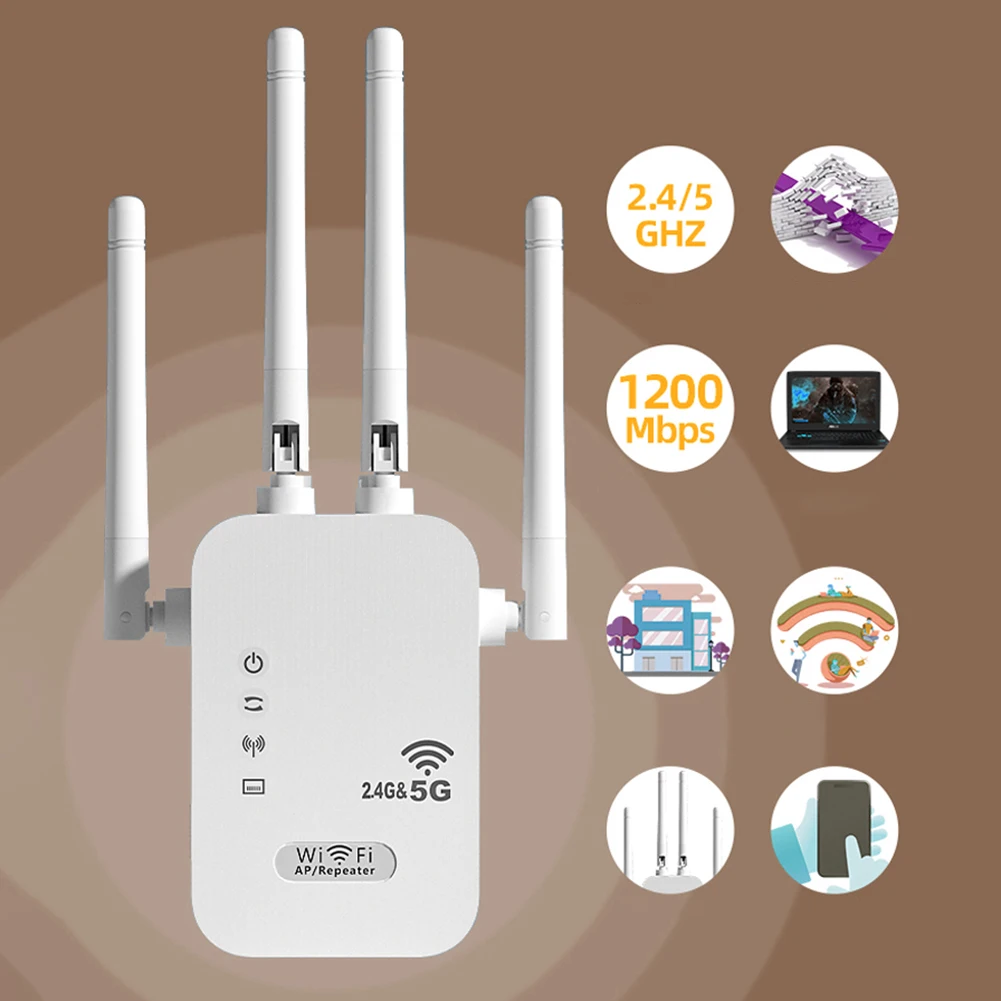 1200 Мбит/с 2,4G/5 ГГц двухдиапазонный повторитель Wi-Fi беспроводной расширитель сигнала Wi-Fi усилитель маршрутизатора усилитель сетевого сигнала дальнего действия