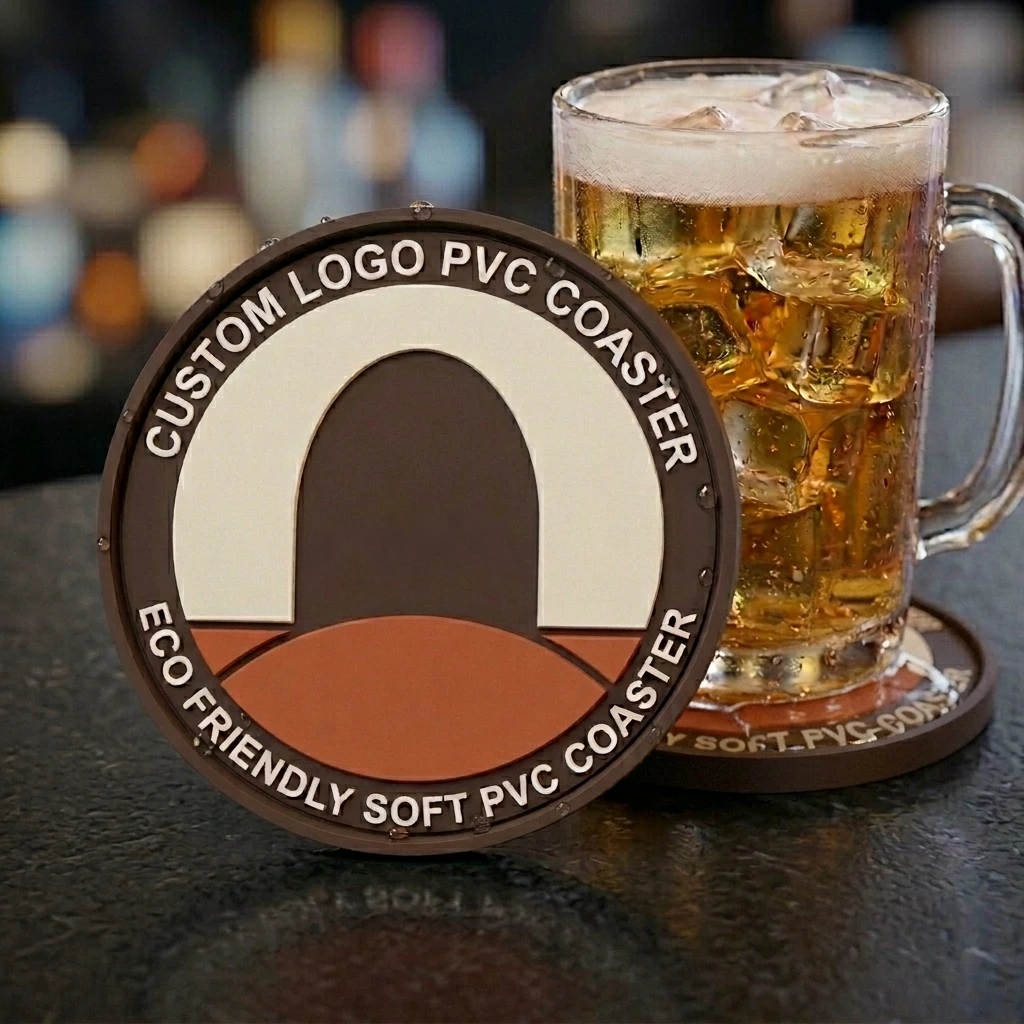 Custom Any Shape Soft PVC Coaster Personalized Logo Rubber Drink Cup Pad Table Mat for Home Bar Decoration