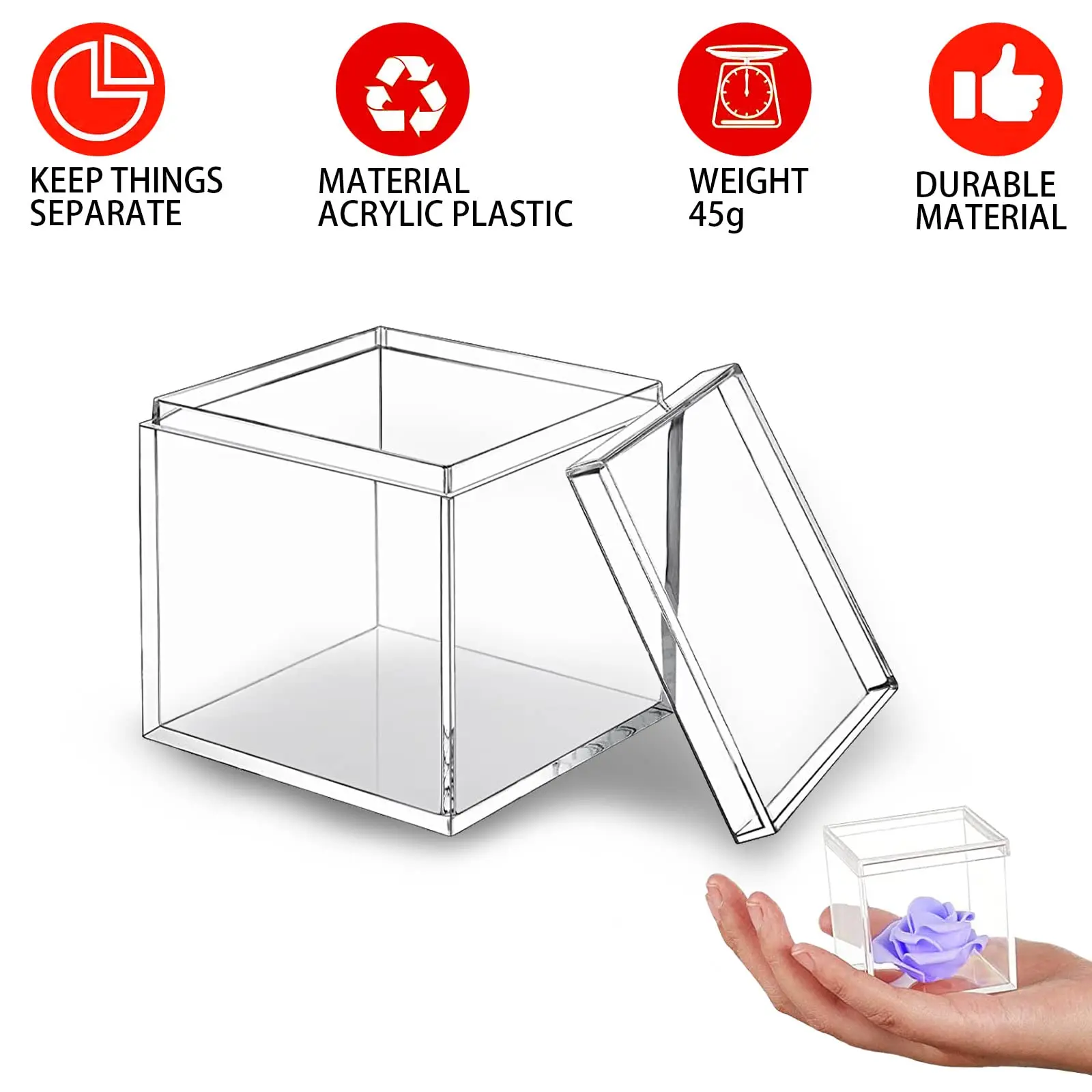 1-20 Stuks Transparante Acryl Dozen Met Deksel Plastic Organizer Gift Verpakking Voedsel Snoep Opslag Container Voor Thuis Display