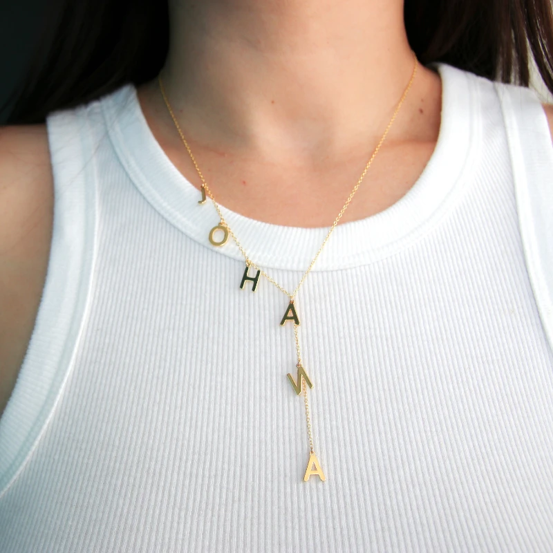 Collar con Nombre, Collares con Nombre Personalizados con Cuentas, Collar con Nombre en Oro, Cuentas con Letras, Ideas de Regalos de Cumpleaños, Joyería con Cuentas, XO J