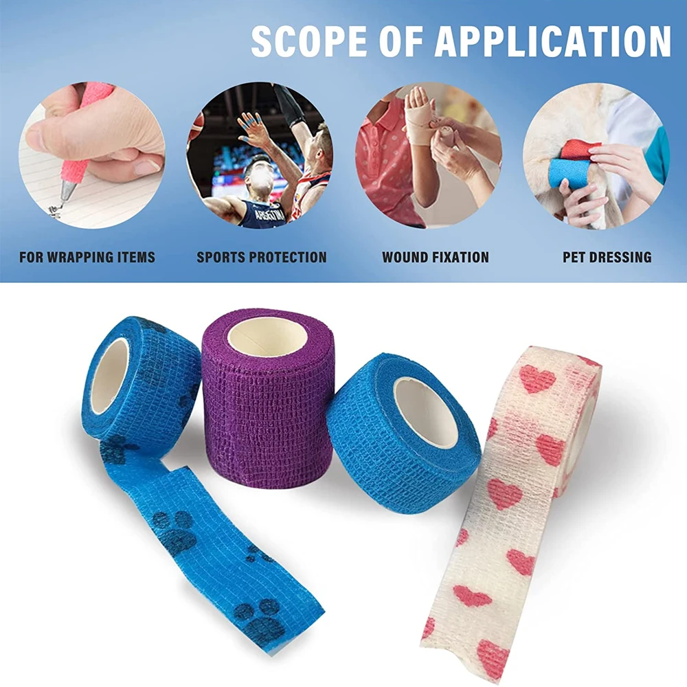 5 Stück/Lot 2,5 cm selbstklebende Bandage – bunte elastische kohäsive Bandage für Sportverletzungen, Knie, Handgelenk und Knöchelverstauchungen, Sw – Detail 16