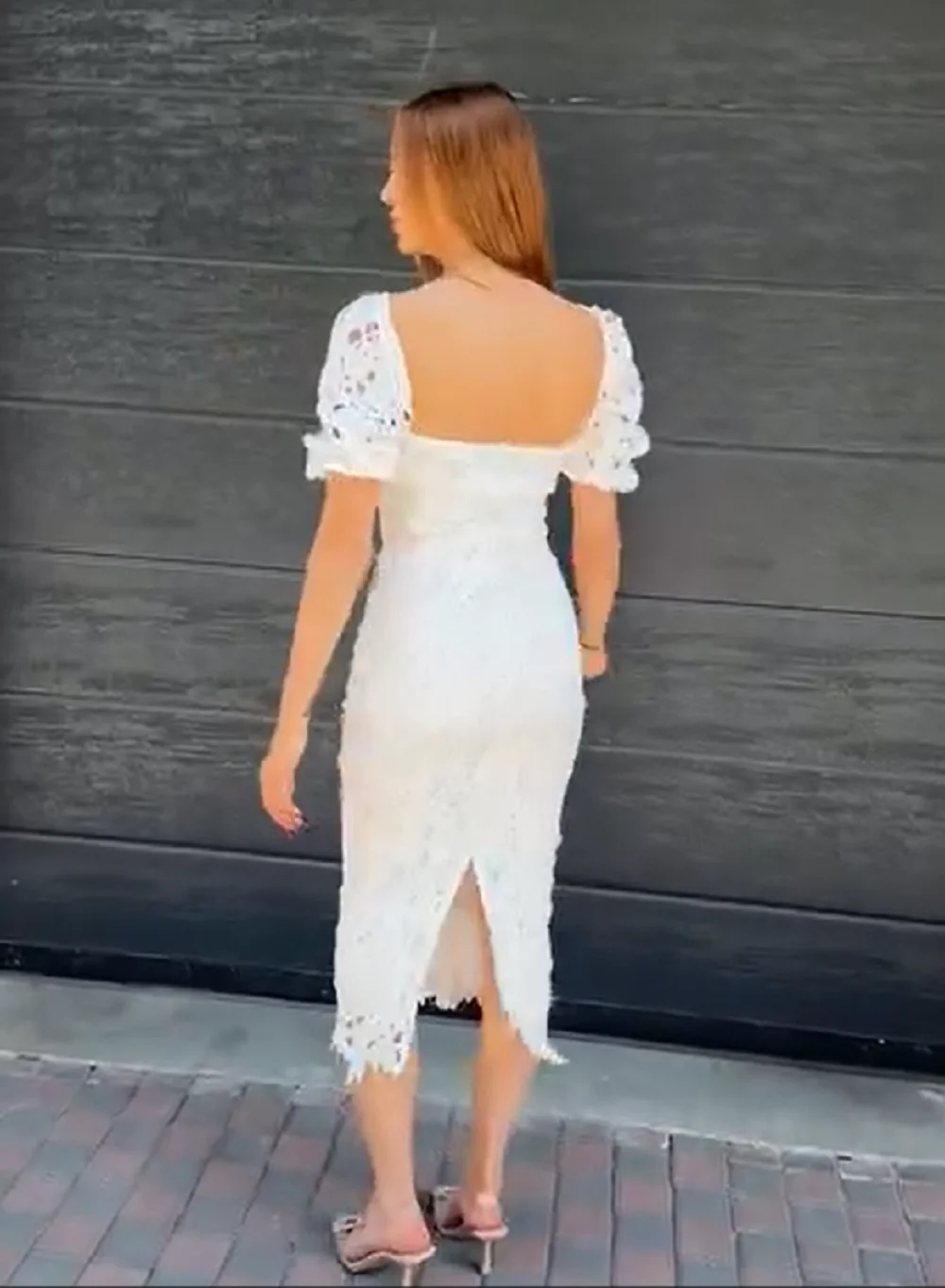 Toofgon Sheath Full Lace Customized Bride Wedding Dresses Short Sleeves Midi Formal Bridal Gowns Women Evening Party Prom Dress image 3