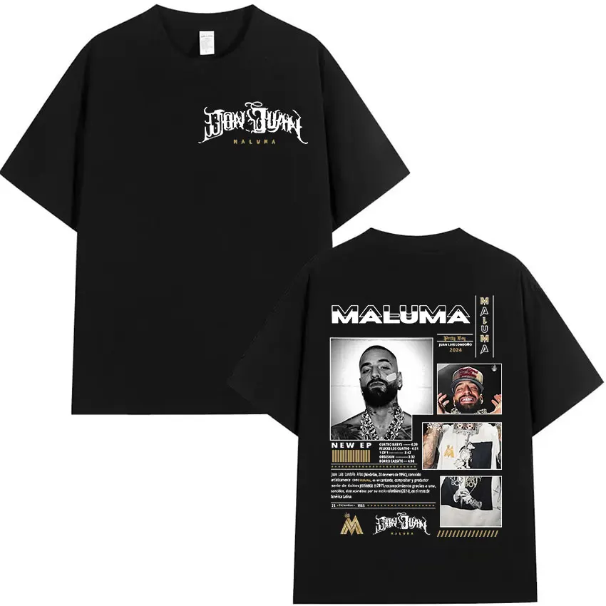 

MALUMA 2024 Rapper pattern T-shirt for Men retro hip-hop short-sleeved T-shirt fashionable 100% cotton short-sleeved T-shirt