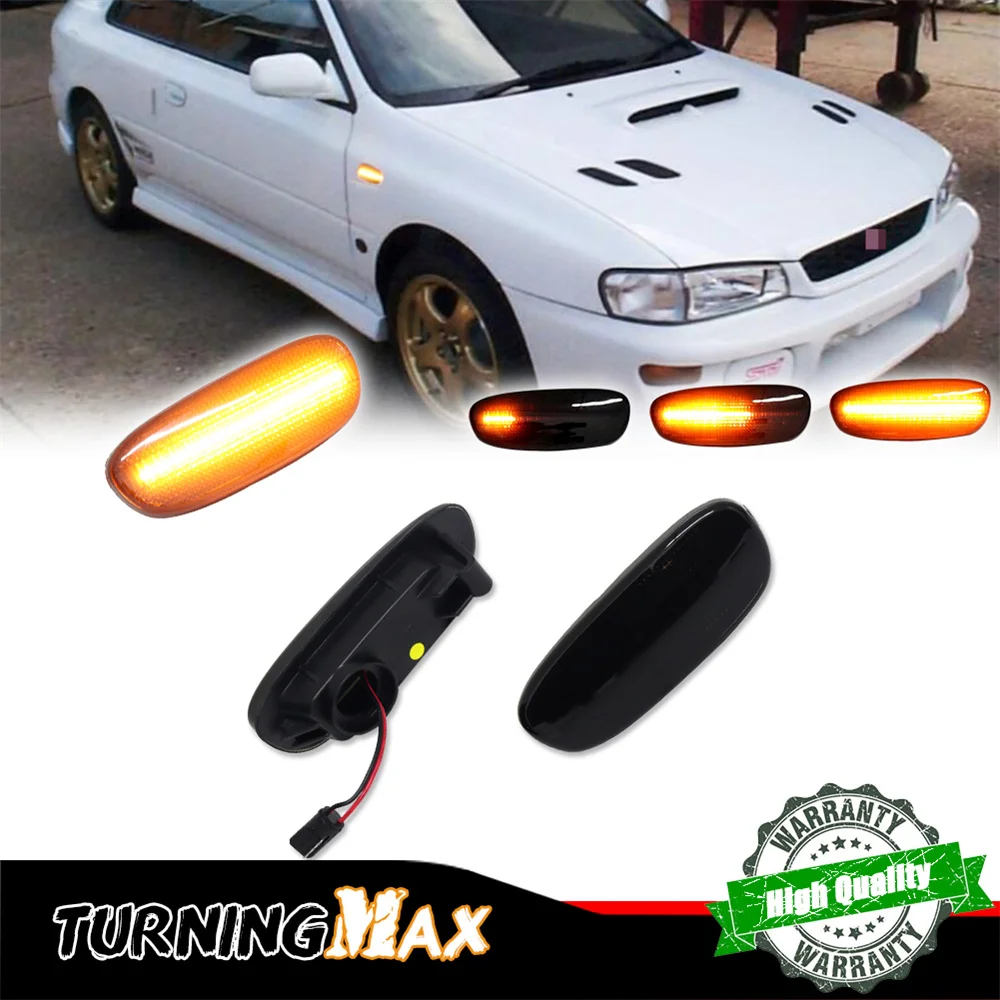Amber Dynamic LED Car Front Bumper Side Marker Indicator Lights Turn Signal Lights Kit For Subaru Impreza GC GM GF 1993-2001 12V