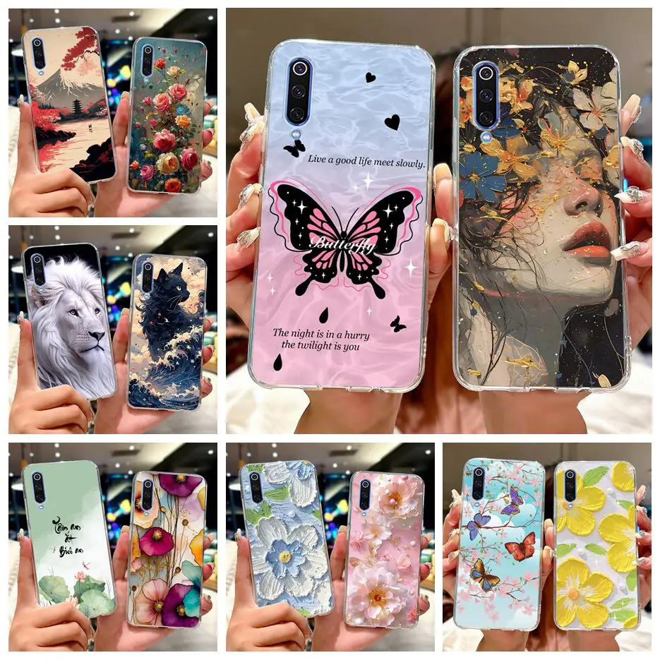 

For Xiaomi Mi 9 Lite Case New Fashion Painted Cover Soft Silicone Phone Case For Xiaomi Mi 9 SE Mi9 Lite Mi9SE Back Cover Fundas