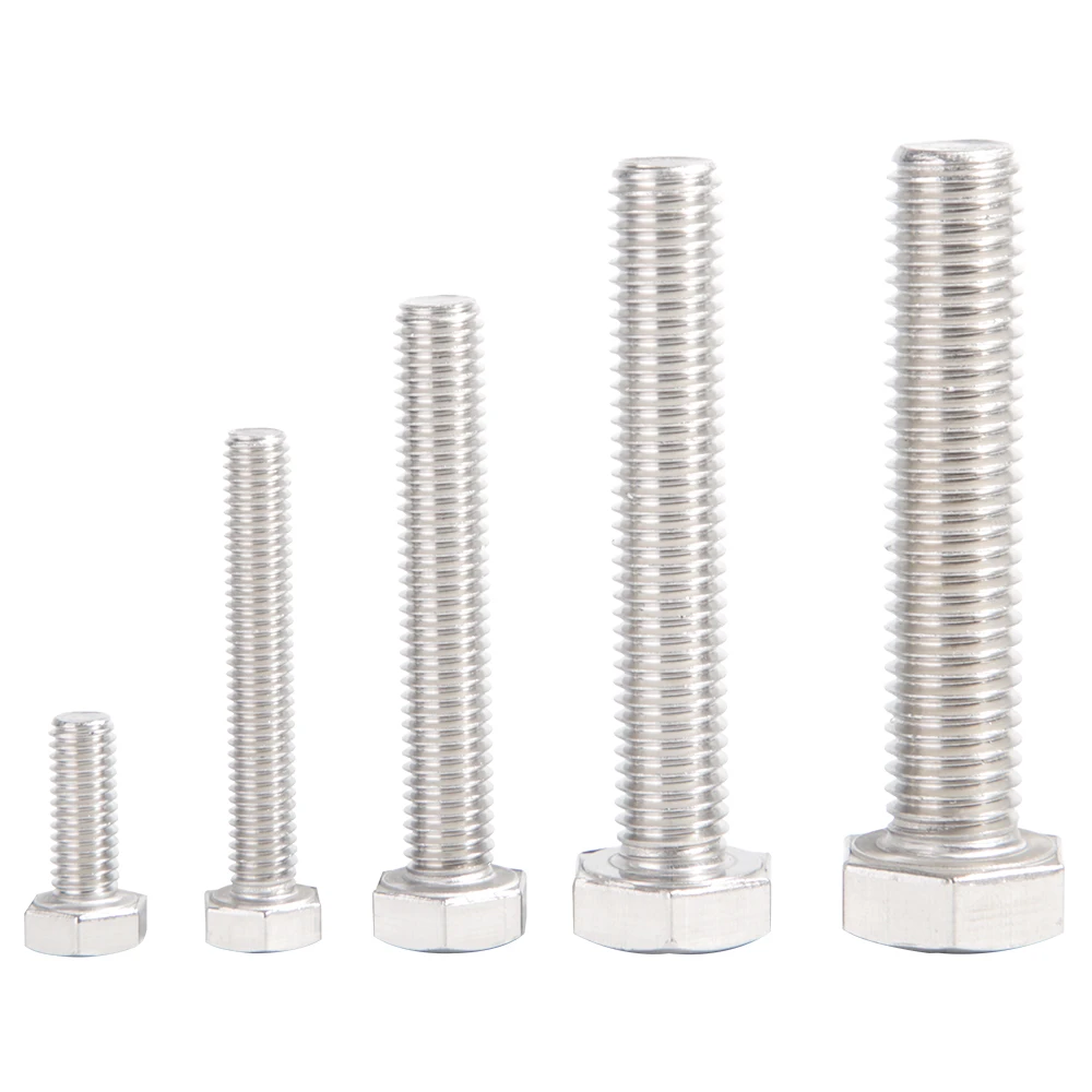 M3 M4 M5 M6 M8 M10 M12 M14 M16 A2-70 304 Stainless Steel Metric Thread DIN933 Hex Bolt External Hexagon Head Screw L=6-100mm