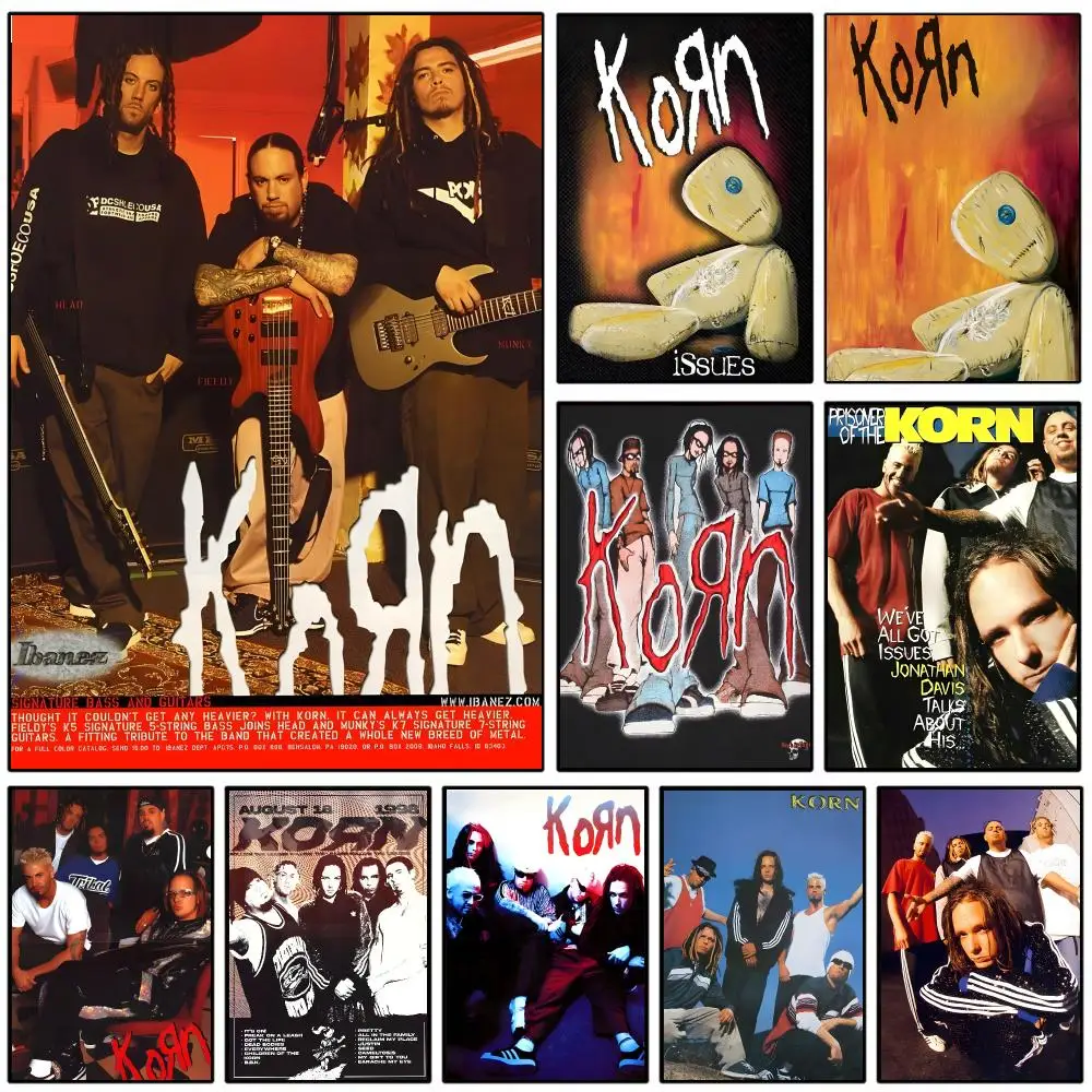 Rock Band KKK-Korn Poster Self-adhesive Art Waterproof Paper Sticker Coffee House Wall Decor