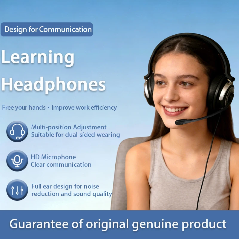 EN98 wired headphones for online classes, conference training, customer service, comfortable noise reduction with microphone, 3.
