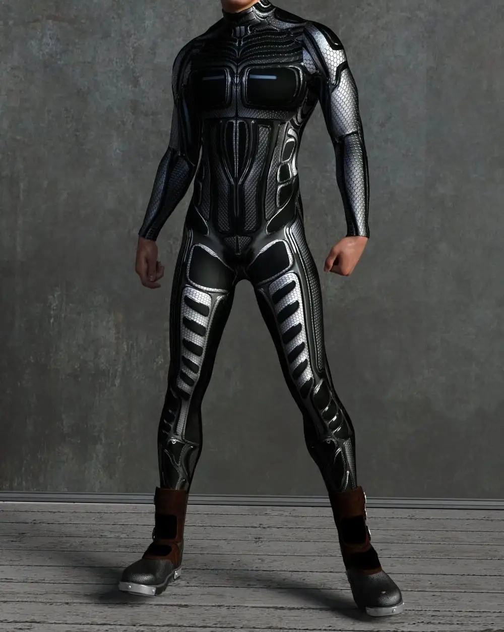 Mehrfarbige Coole Männer ​ ​ Performance-Jumpsuit, Rollenspiel-Strumpfhose, Steampunk-Kostüm, Party-Mechaniker-Strumpfhose, Radsport-Bodysuit – Detail 5