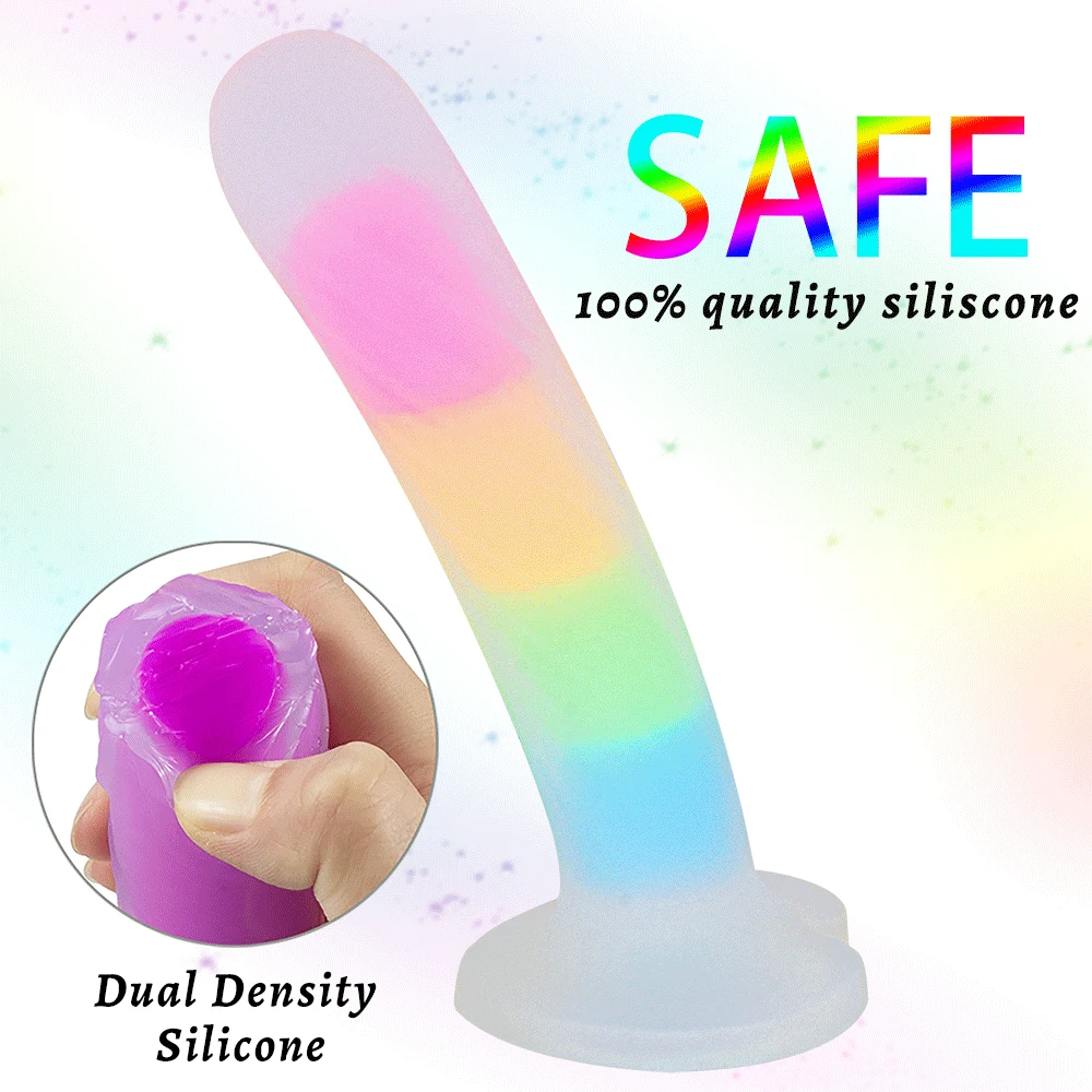 Colour Soft  Anal Dildo Noctilucent Sex Toys Anus Plug ButtPlug Masturbation Prostate Massage Sucker Luminous for Women or Men