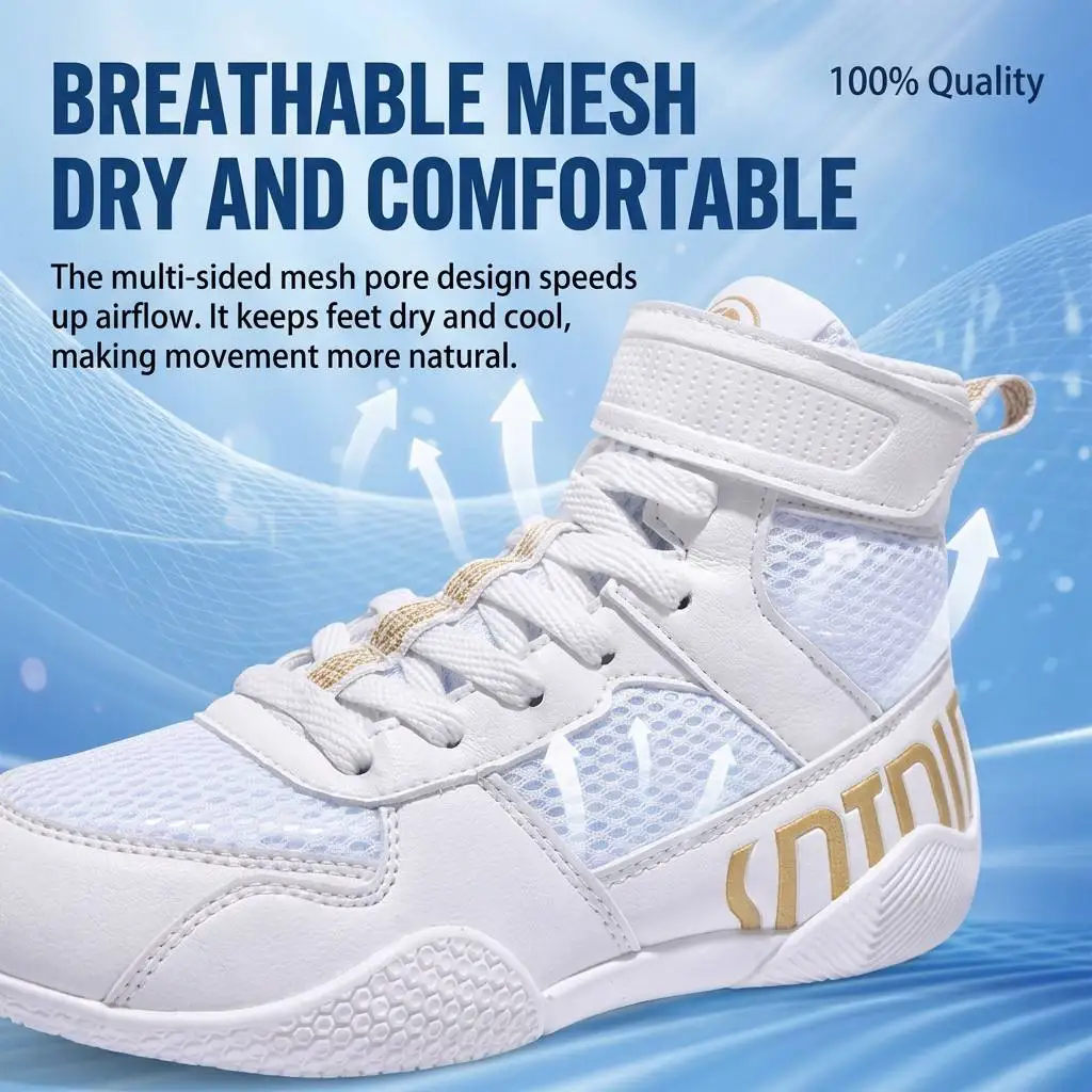 Children Wrestling Boxing Shoes High Top Anti-slip Wear Resistant Sports Boots Youth Sanda Fighting Strength Training Footwear