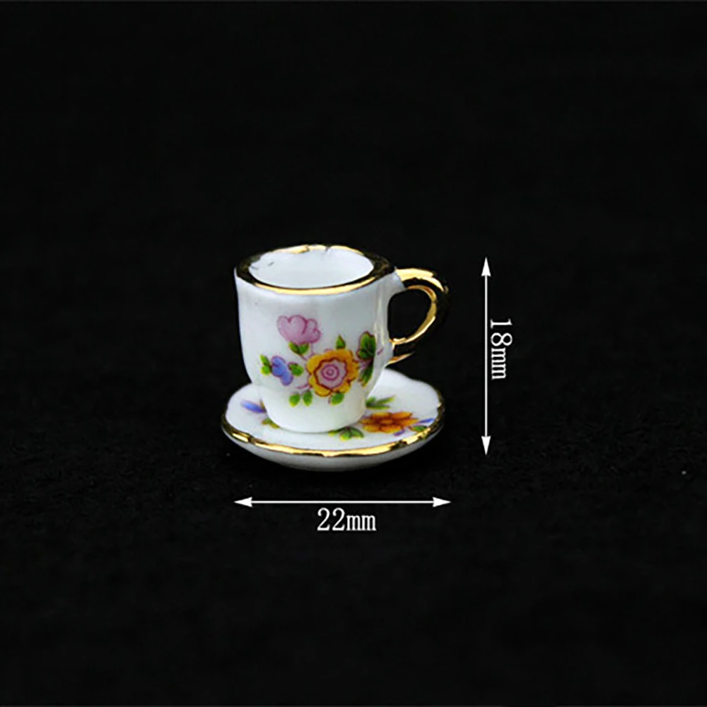 1/12 Dollhouse Miniature Ceramic Tea Set  Mini Teapot Cup Plate Model Toy for Doll House Accessories Decoration ob11 bjd