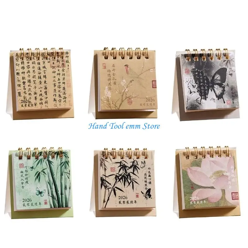

H37F 2026 Creative Mini Desk Calendar Decoration Stationery School Planner Simple Pocket Size Desk Office Supplies