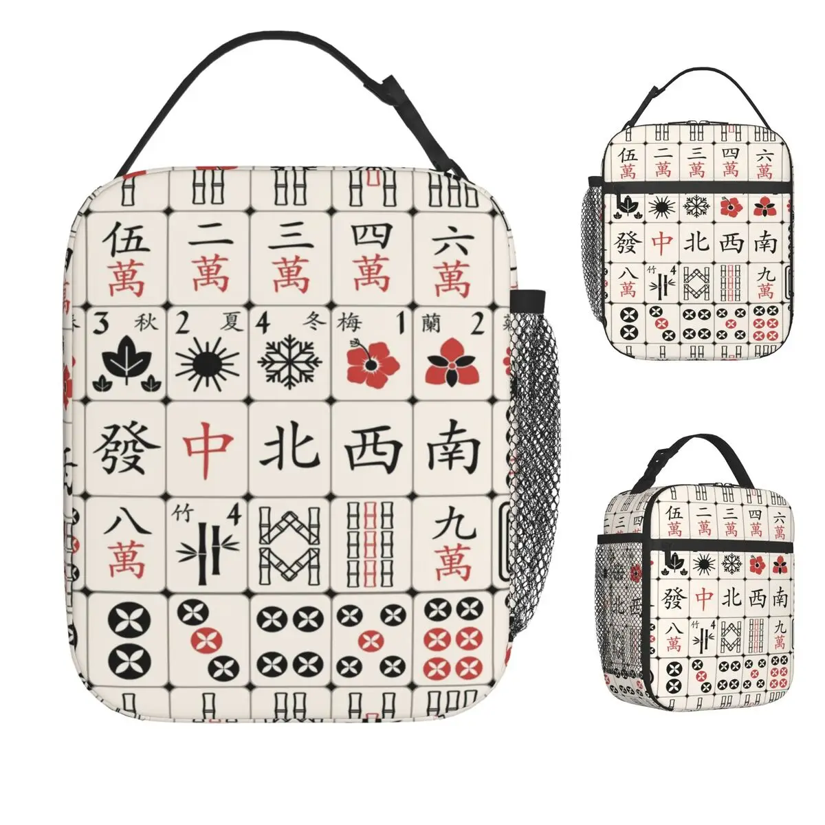 

Сумка для обеда с рисунком плитки для маджонга для женщин, модная коробка для обеда, милая сумка-холодильник для пикника на открытом воздухе, портативные оксфордские термосумки для обеда