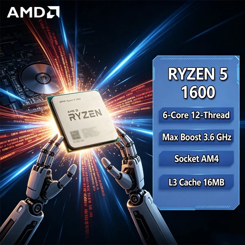 

AMD Ryzen 5 1600 AMD R 5 1600 CPU 6-Core 12-Thread 3.6 GHz Unlocked Desktop Processor Socket AM4 Gaming CPU Without Package