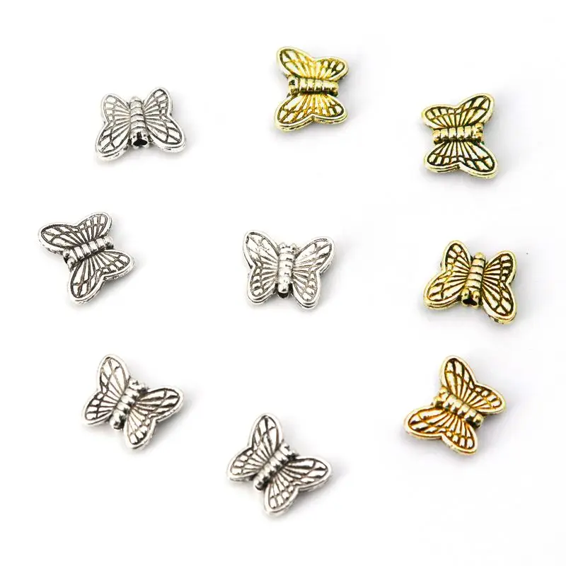 10.5x8.5 Tibetan Silver Gold Plated Butterfly Charm Spacer Loose Metal Beads For Jewelry Making Finding Accessories Wholesale