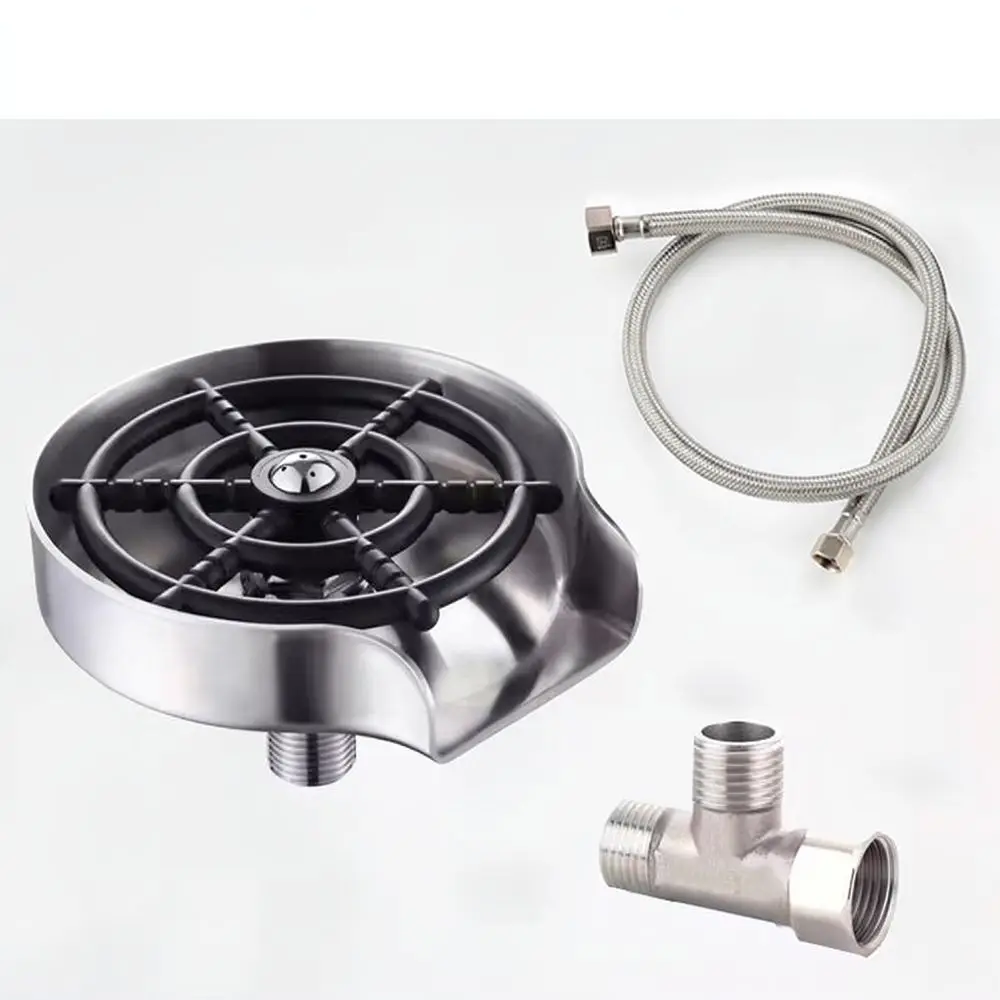 High Pressure Kitchen Sink Cup Rinser Stainless Steel Automatic Faucet Attachment Glass Bottle Cleaning Tool Bar Supplies
