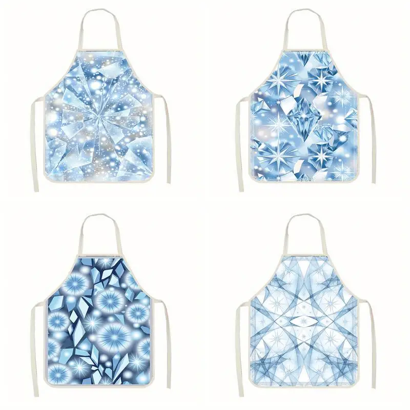 

Frosty Ice Crystal Aprons Linen Apron, Suitable For Kitchen Cooking, Parent-Child Interaction, Painting And Other Scenarios