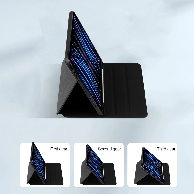 حافظة لجهاز ايباد برو الذكية من AJIUYU مقاس 11 بوصة 2nd 1st 3rd Air 5th 4th قرص مغناطيسي مشبك PU قلم تخزين فتحة بطاقة هوية جلد تي بي يو