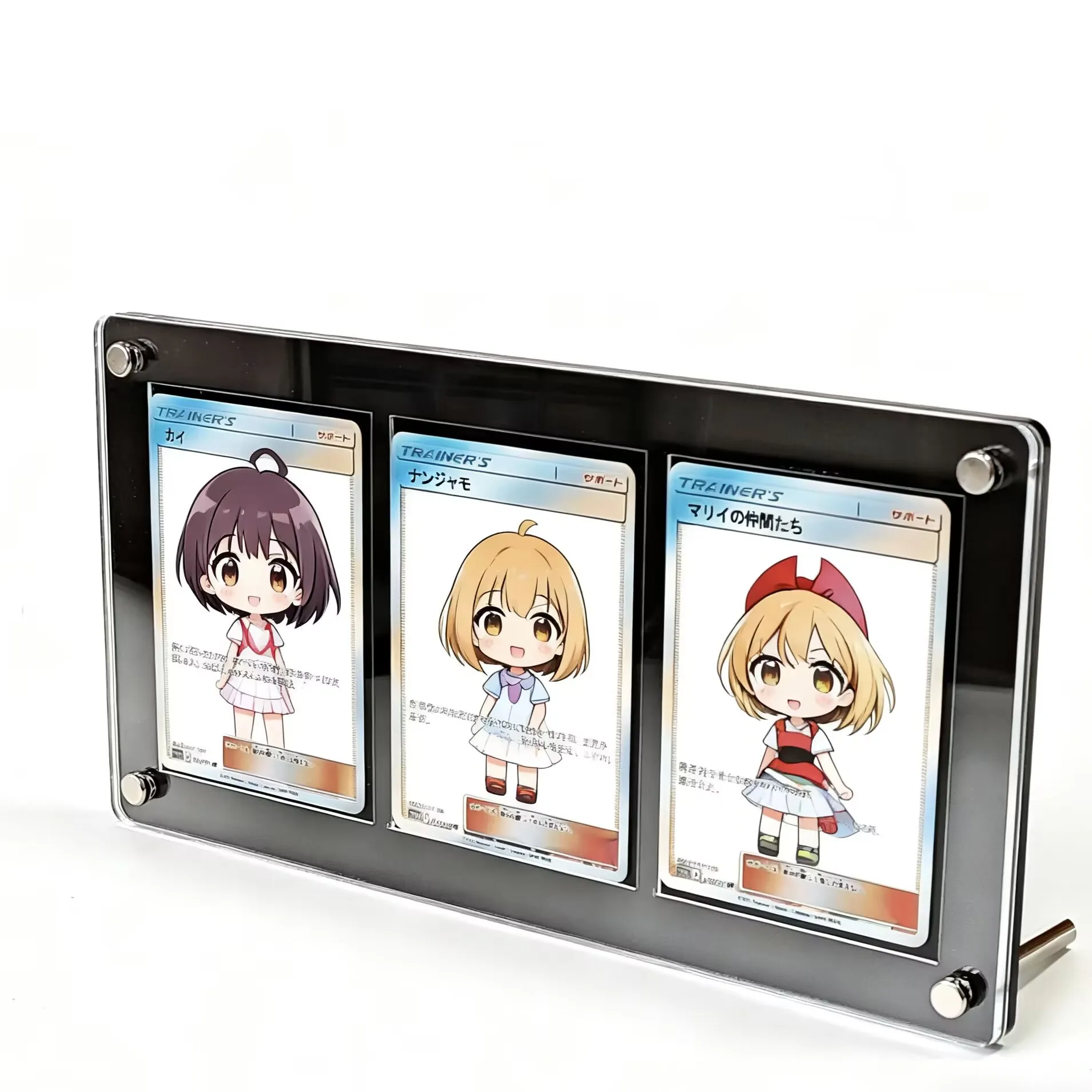 

PTCG Black Display Stand Polaroid Picture Frame Can be Put Anime Character Collection Card Extra Action Stuck Brick-3 Slots