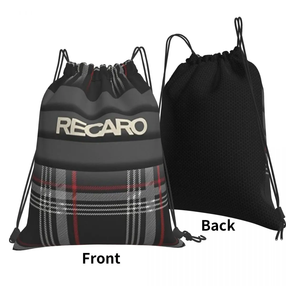 Tartan Plaid Recaros Backpacks Casual Drawstring Bags Storage Bag Book Bags for Travel School view 4