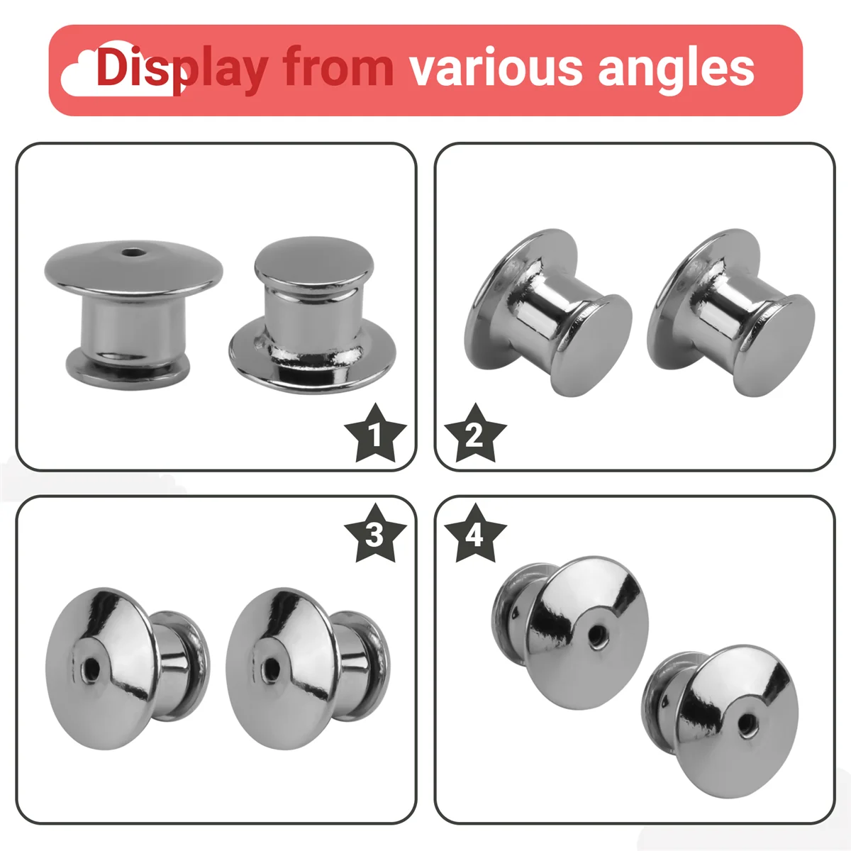 

A06K 100PCS Locking Pin Back Locking Pin Retainer Buckle, Used for Locking the Back of Metal Pin of Brooch Enamel Lapel Pin