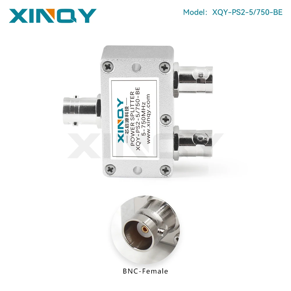 XINQY 1-Way to 2-Way RF Power Divider, BNC Female, Combiner, 5-750MHz, Ferrite Low-Frequency Shortwave, High Isolation