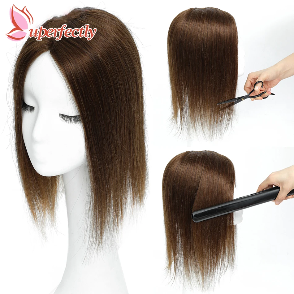 Straight Hair Topper For Women Real Human Hair Blond Hairpieces Machine Made Hair Toppers With 3 Clips Human Hair Toupee 10"-18"