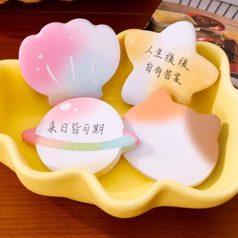 40ピース/ロット創造的な星のシェル猫グラデーションメモパッド創造的なnタイムズ文房具ラベルメモ帳ブックマークポストスクール用品