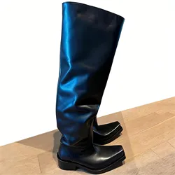 Thick-soled  Man Over-the-knee High Boot Square-headed Long Boots for Men