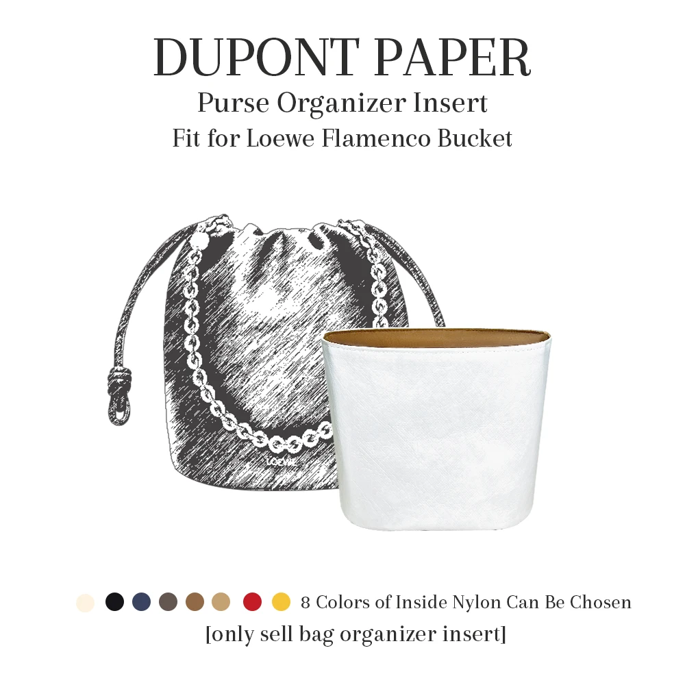 

Purse Organizer Insert Fit for Loewe Flamenco Bucket, Dupont Paper Inside Storage Bag Lightweight Inner Liner Organizer Insert